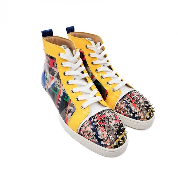 Christian Louboutin Louis Spiked Leather High-Top Sneakers Shoes EU 43.5 US 10.5 - Picture 3 of 12